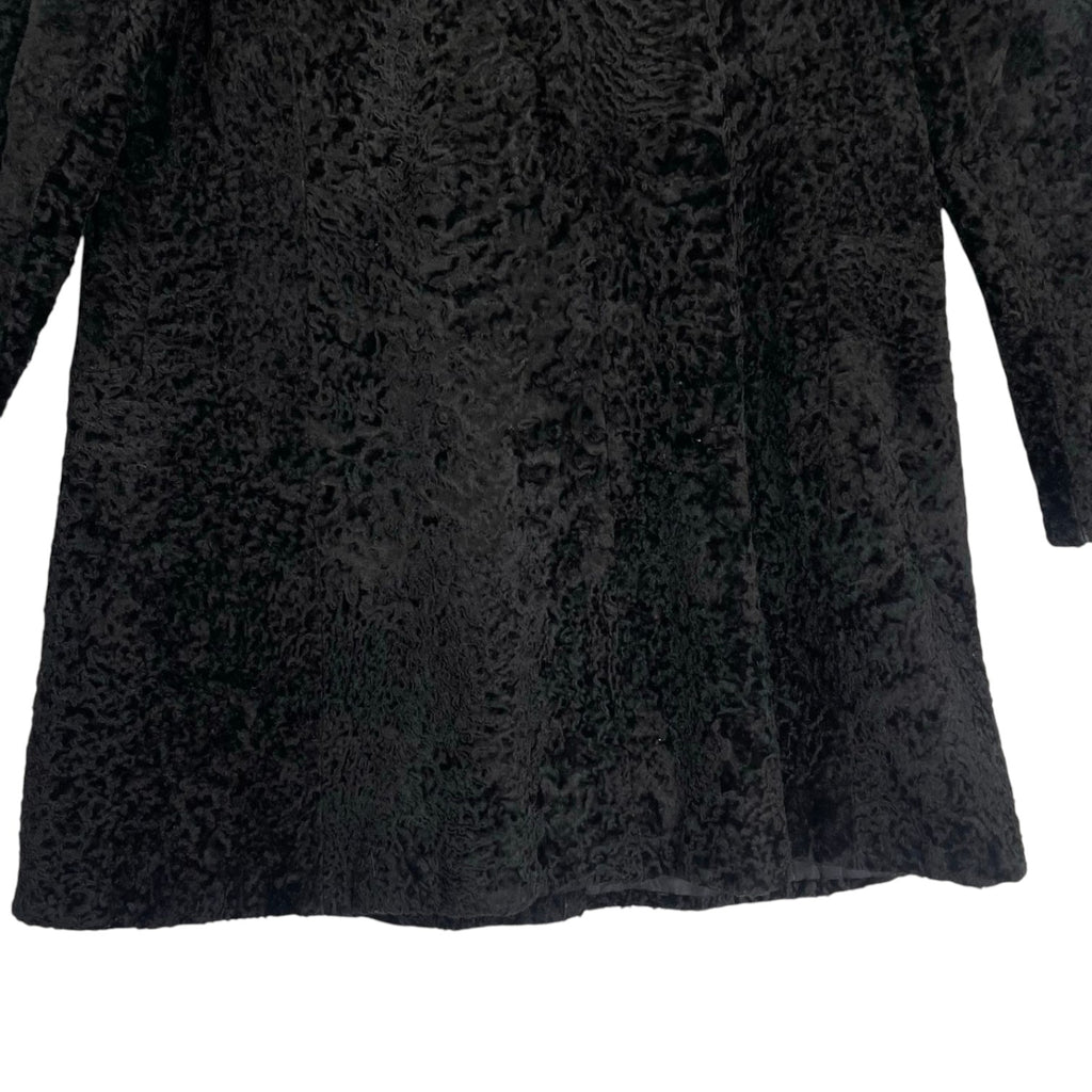 VINTAGE BLACK REAL FOX FUR COLLAR LAMB LEATHER COAT JACKET SIZE 9 M JAPAN - image 9