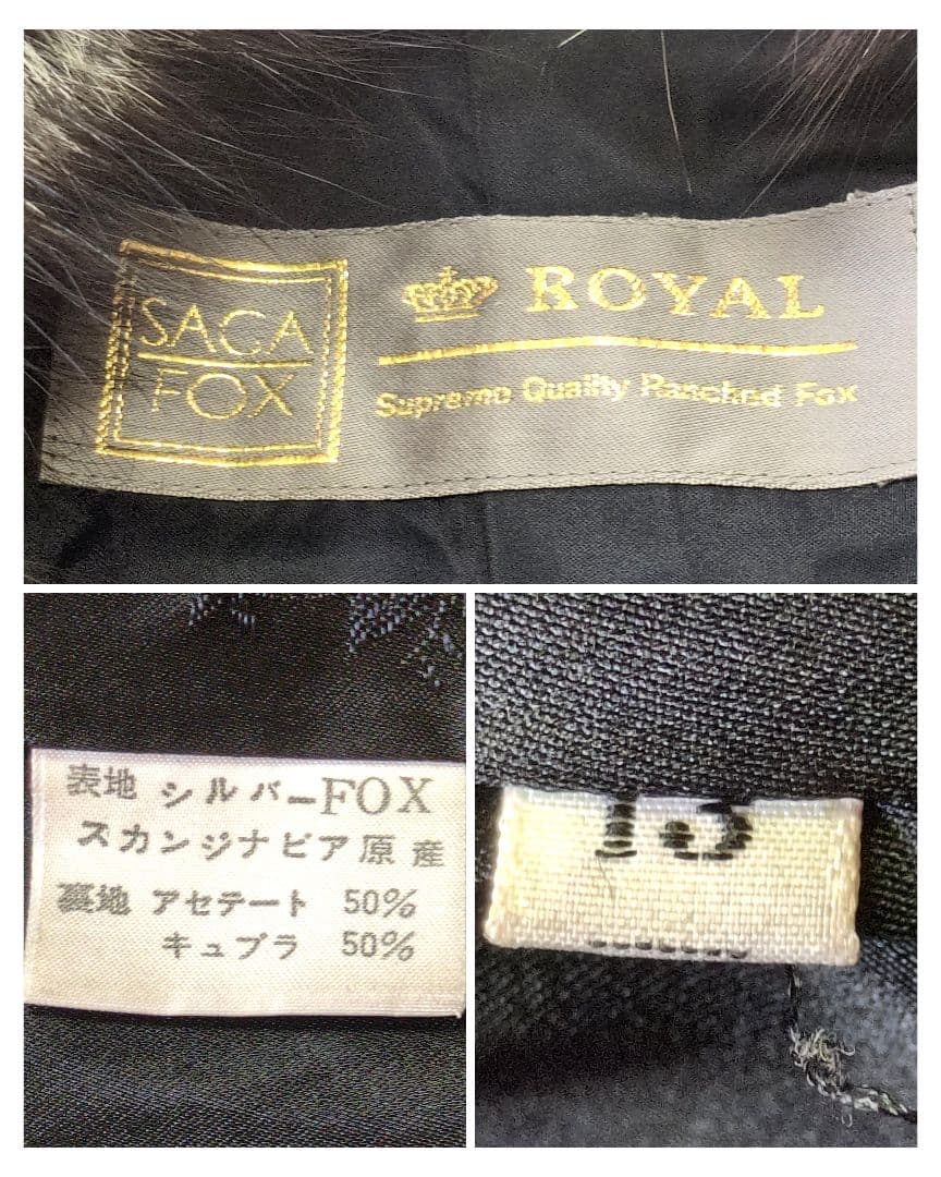 SAGA FOX ROYAL GOLD LABEL REAL SILVER FOX FUR COAT JACKET SIZE 13 XL JAPAN - image 7