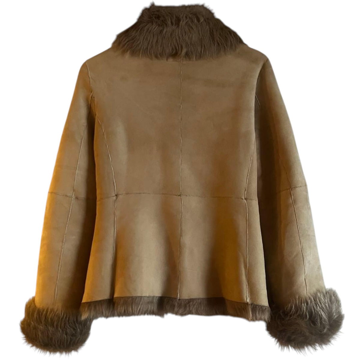 MICHAEL MICHAEL KORS REAL SHEEPSKIN MOUTON DUFFLE JACKET BEIGE SIZE 4 S - image 2