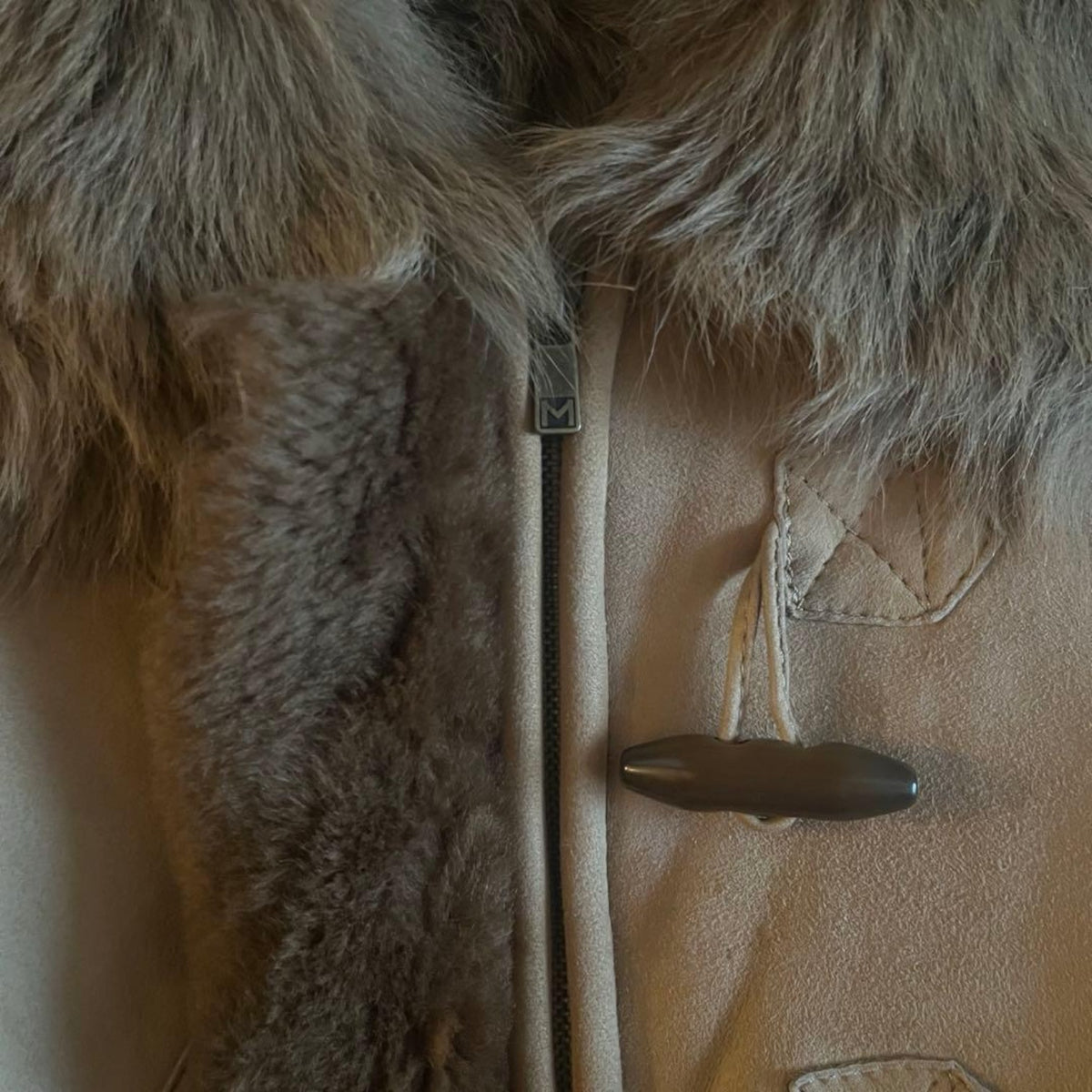 MICHAEL MICHAEL KORS REAL SHEEPSKIN MOUTON DUFFLE JACKET BEIGE SIZE 4 S - image 3