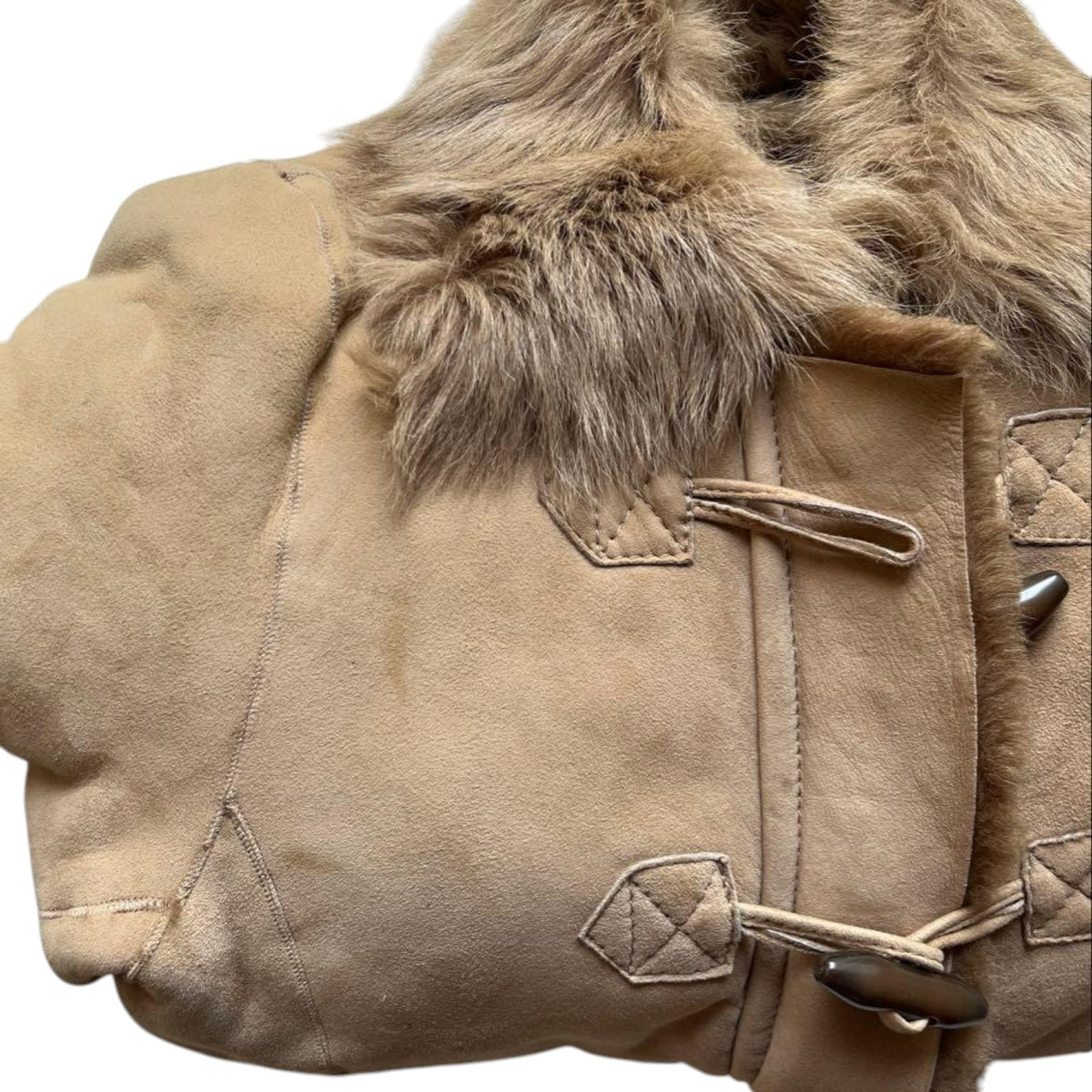 MICHAEL MICHAEL KORS REAL SHEEPSKIN MOUTON DUFFLE JACKET BEIGE SIZE 4 S - image 6