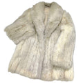 REAL BLUE FOX FUR COAT JACKET SHAWL COLLAR VOLUMINOUS BEIGE SIZE 11 L JAPAN - image 1