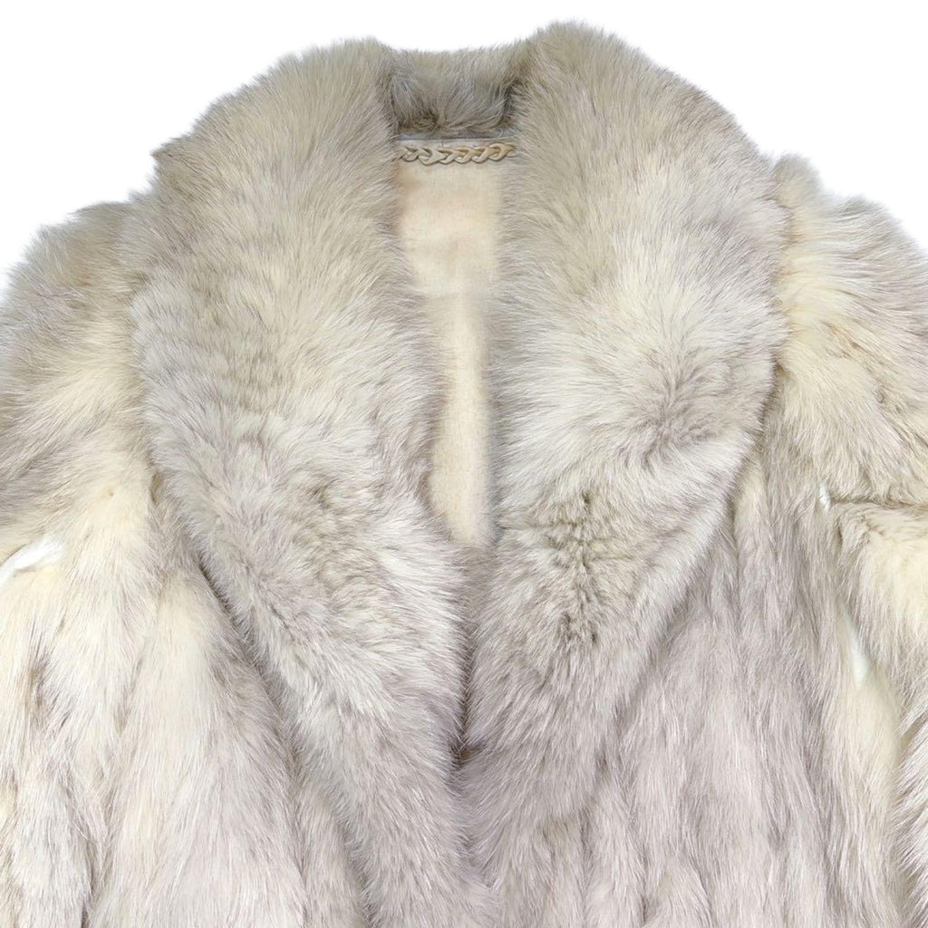 REAL BLUE FOX FUR COAT JACKET SHAWL COLLAR VOLUMINOUS BEIGE SIZE 11 L JAPAN - image 3