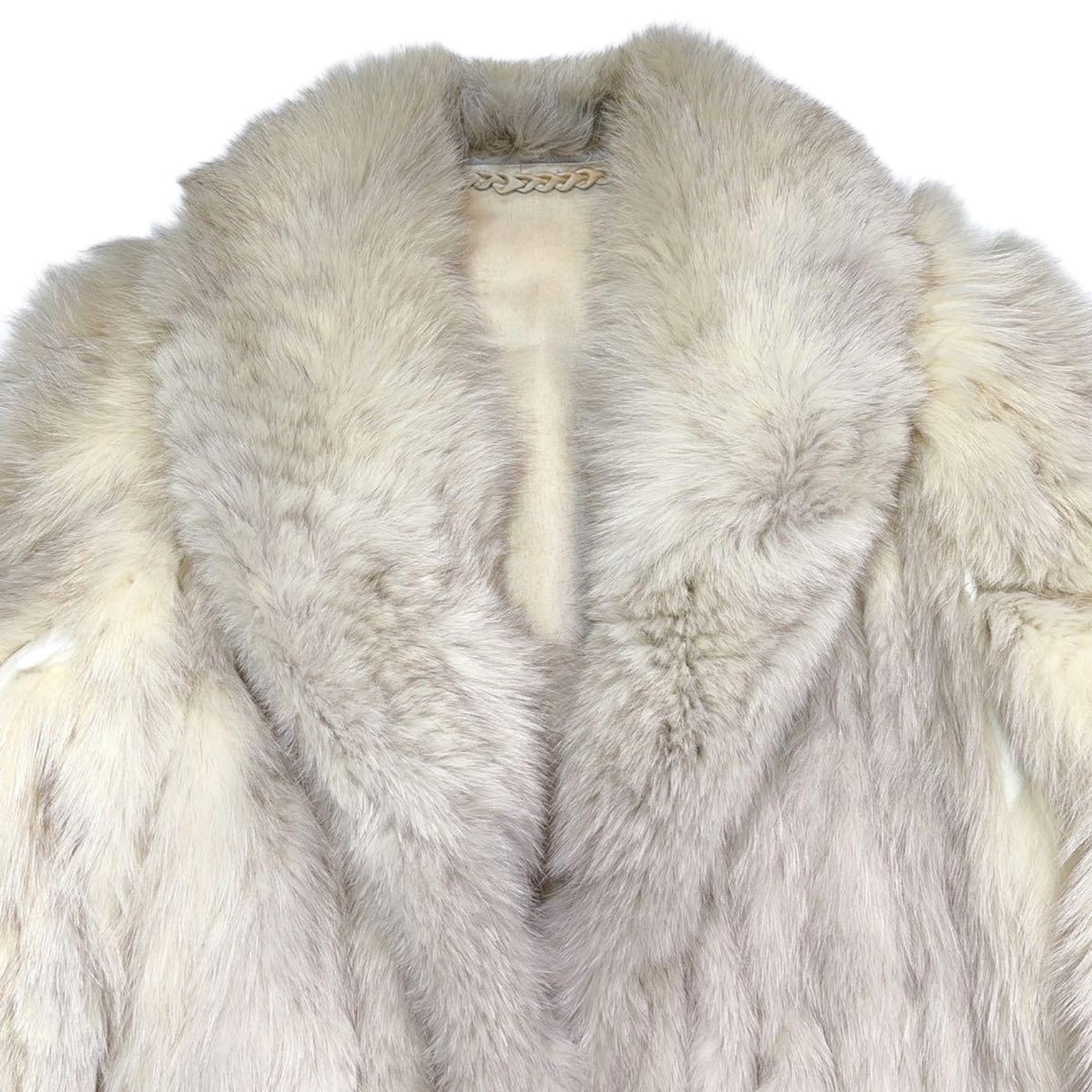 REAL BLUE FOX FUR COAT JACKET SHAWL COLLAR VOLUMINOUS BEIGE SIZE 11 L JAPAN - image 3