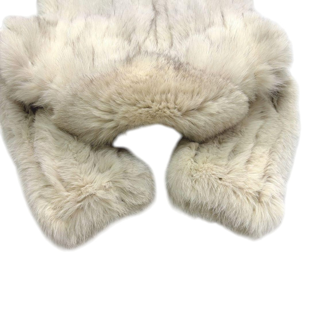REAL BLUE FOX FUR COAT JACKET SHAWL COLLAR VOLUMINOUS BEIGE SIZE 11 L JAPAN - image 4