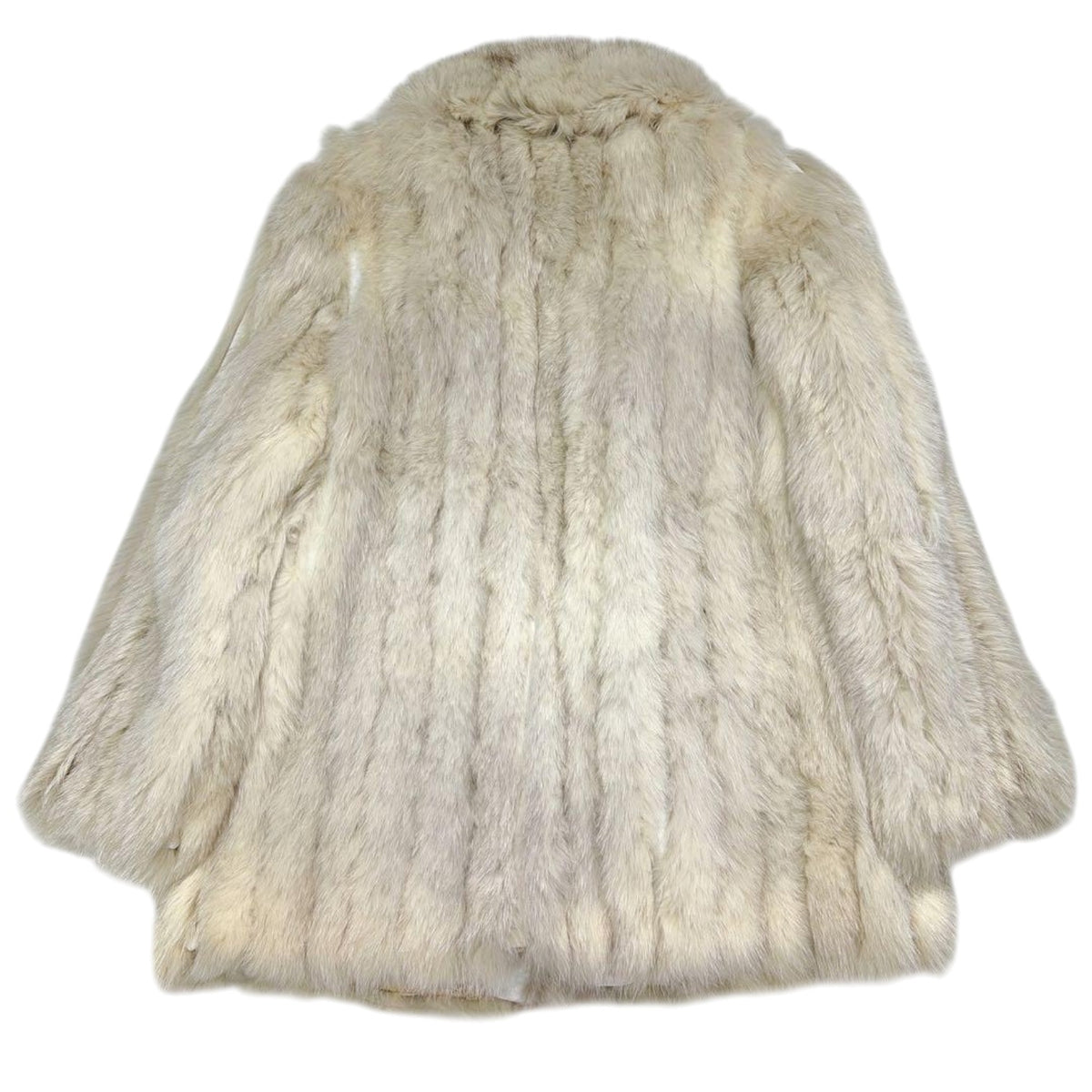 REAL BLUE FOX FUR COAT JACKET SHAWL COLLAR VOLUMINOUS BEIGE SIZE 11 L JAPAN - image 5
