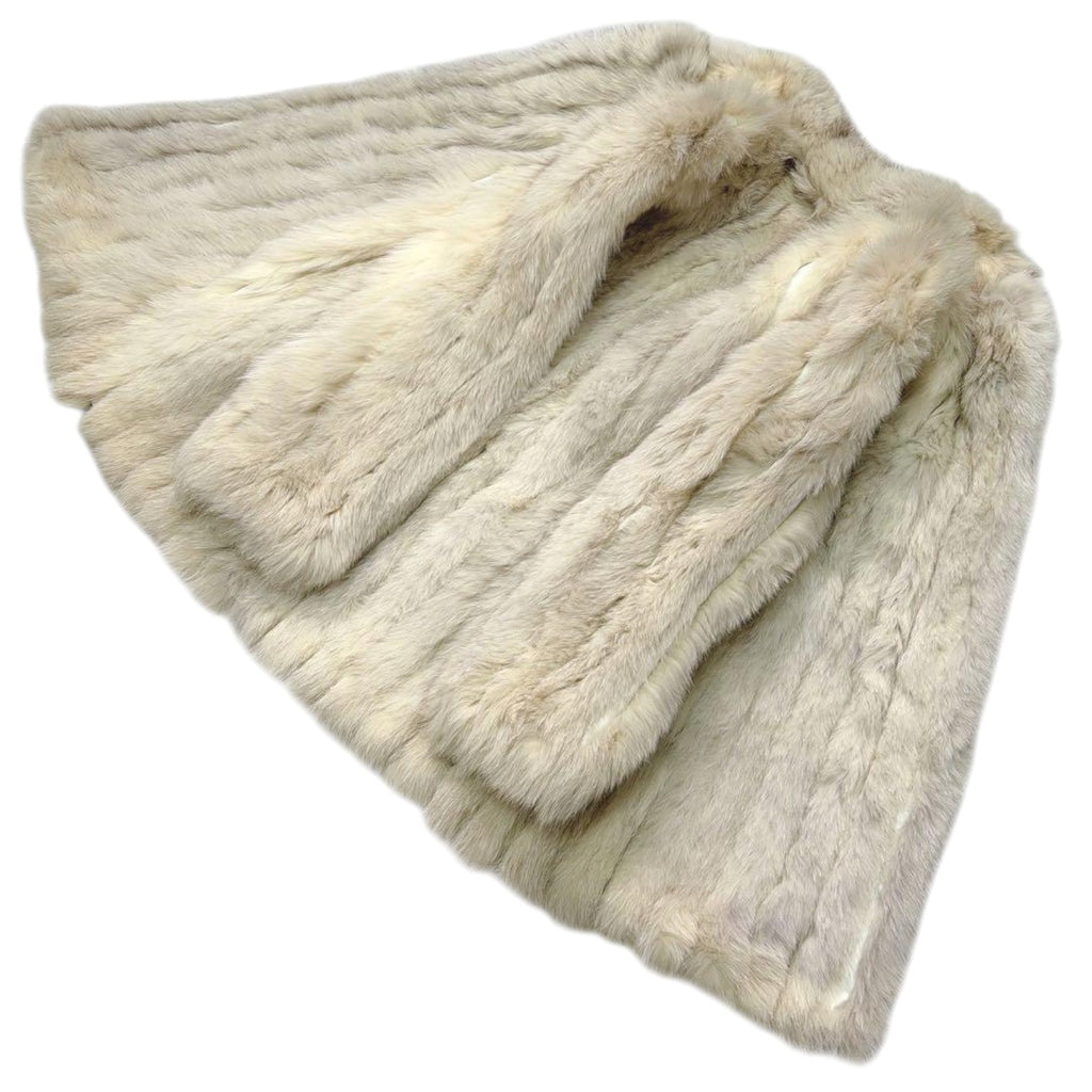 REAL BLUE FOX FUR COAT JACKET SHAWL COLLAR VOLUMINOUS BEIGE SIZE 11 L JAPAN - image 6
