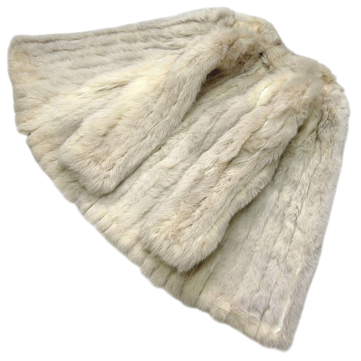 REAL BLUE FOX FUR COAT JACKET SHAWL COLLAR VOLUMINOUS BEIGE SIZE 11 L JAPAN - image 6