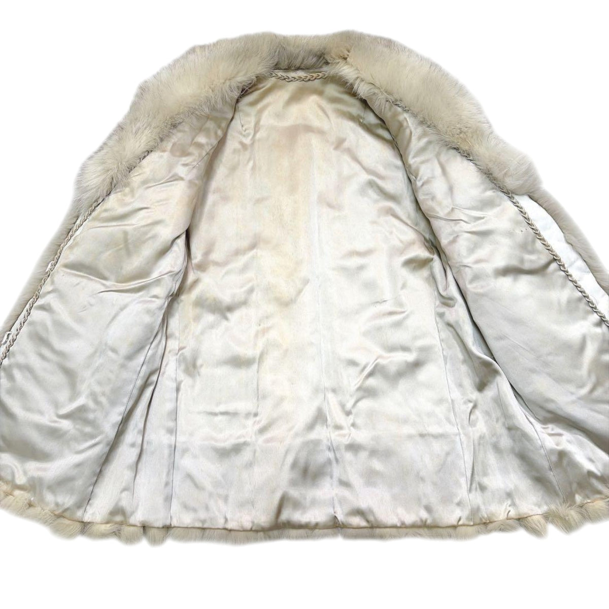 REAL BLUE FOX FUR COAT JACKET SHAWL COLLAR VOLUMINOUS BEIGE SIZE 11 L JAPAN - image 7