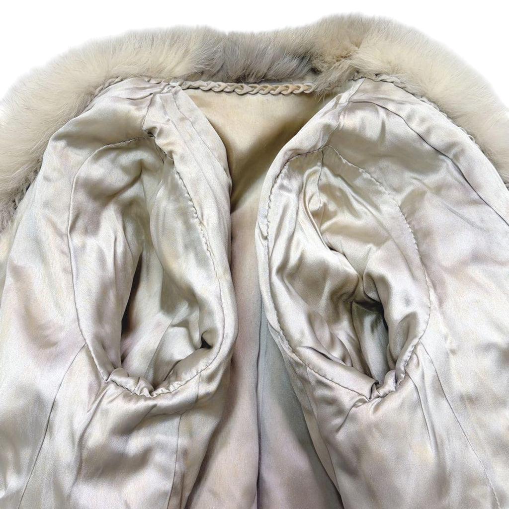 REAL BLUE FOX FUR COAT JACKET SHAWL COLLAR VOLUMINOUS BEIGE SIZE 11 L JAPAN - image 8