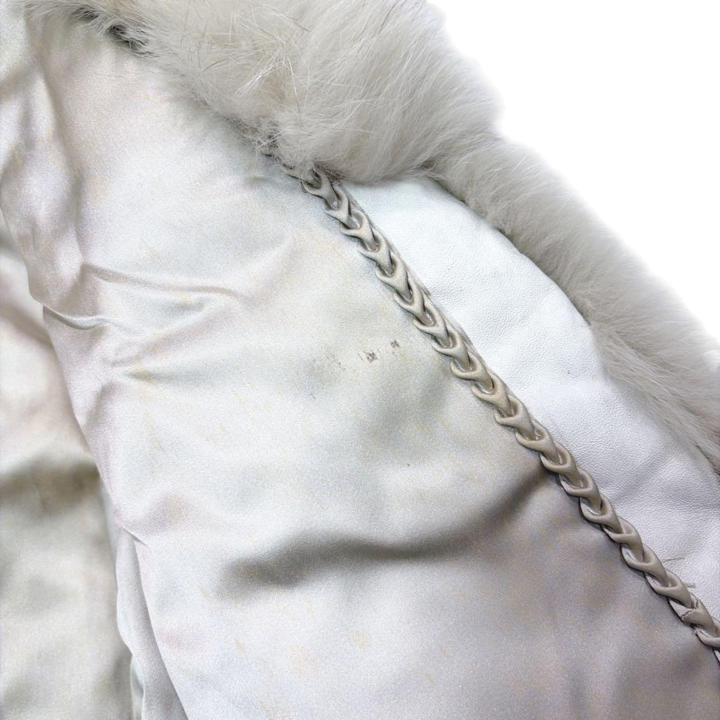 REAL BLUE FOX FUR COAT JACKET SHAWL COLLAR VOLUMINOUS BEIGE SIZE 11 L JAPAN - image 10
