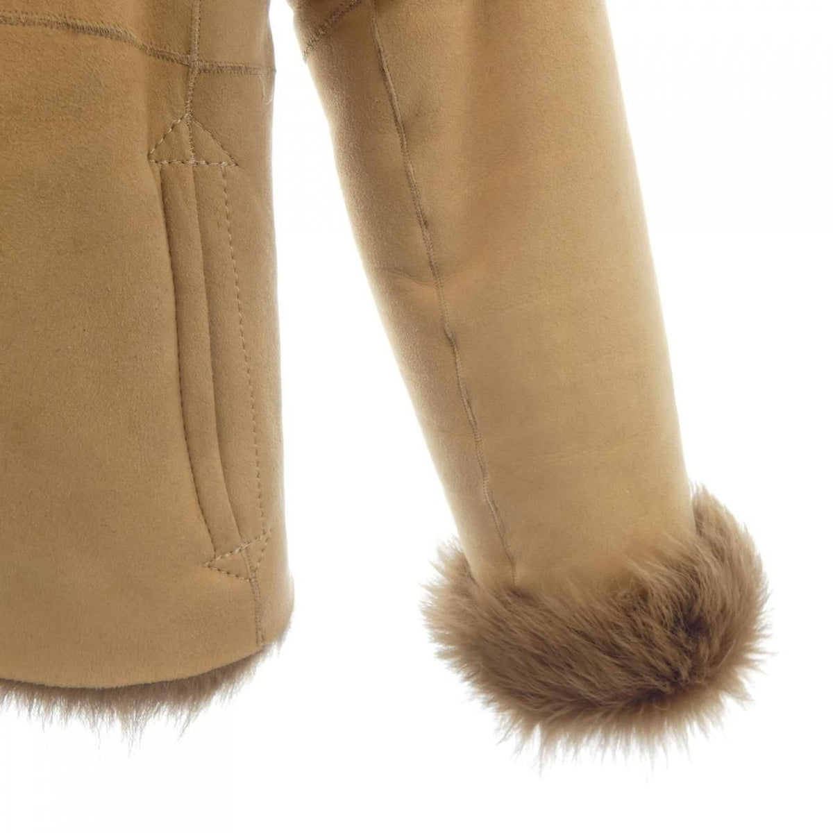 MICHAEL KORS REAL SHEEPSKIN MOUTON DUFFLE JACKET COAT BEIGE BROWN SIZE 4 S - image 6