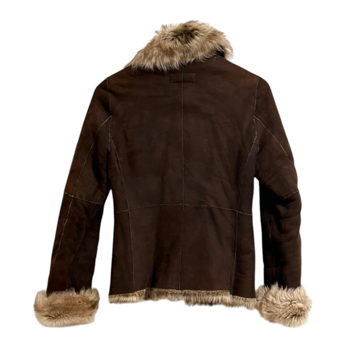 MICHAEL KORS REAL SHEEPSKIN MOUTON DUFFLE JACKET COAT DARK BROWN S - image 2