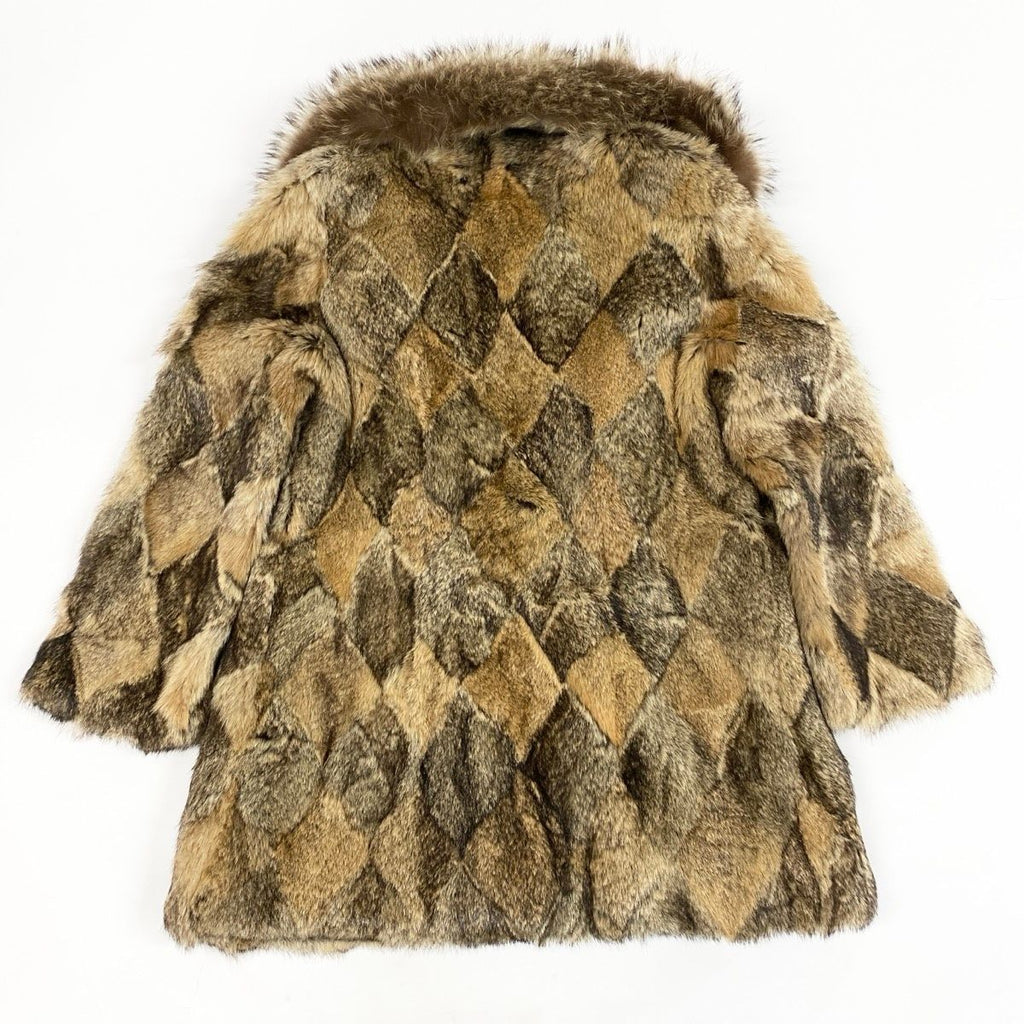 KINOSHITA REAL RACCOON FUR PATCHWORK COAT JACKET BROWN SIZE L JAPAN - image 2