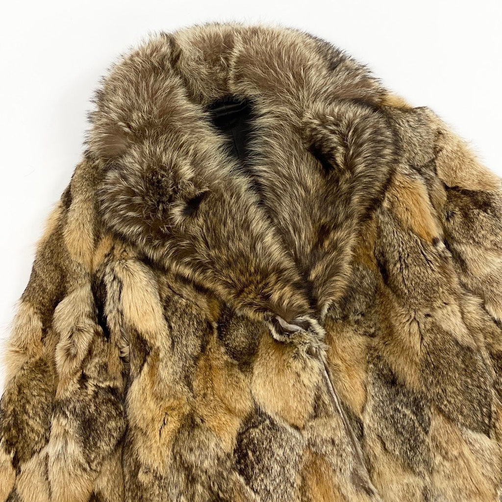 KINOSHITA REAL RACCOON FUR PATCHWORK COAT JACKET BROWN SIZE L JAPAN - image 3