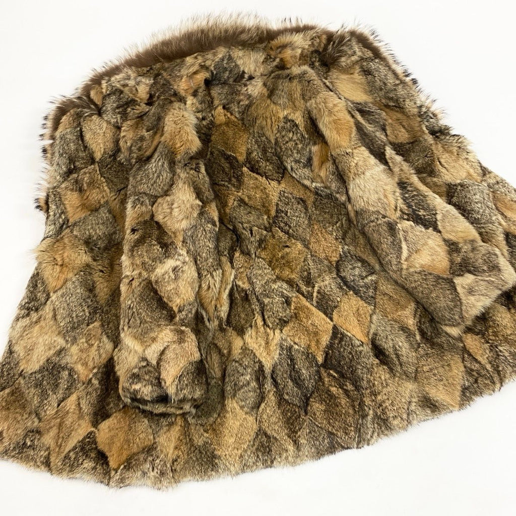 KINOSHITA REAL RACCOON FUR PATCHWORK COAT JACKET BROWN SIZE L JAPAN - image 4