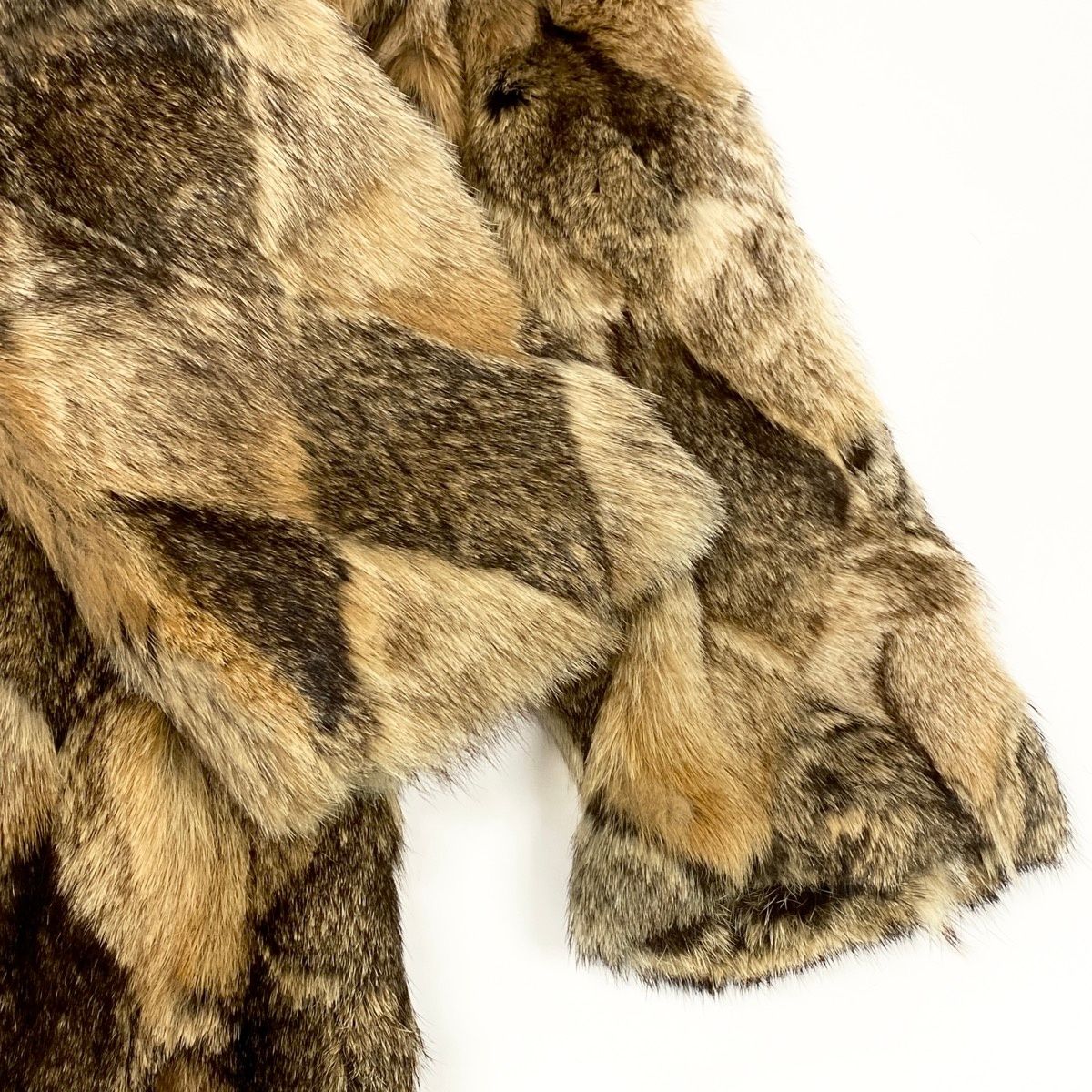 KINOSHITA REAL RACCOON FUR PATCHWORK COAT JACKET BROWN SIZE L JAPAN - image 5