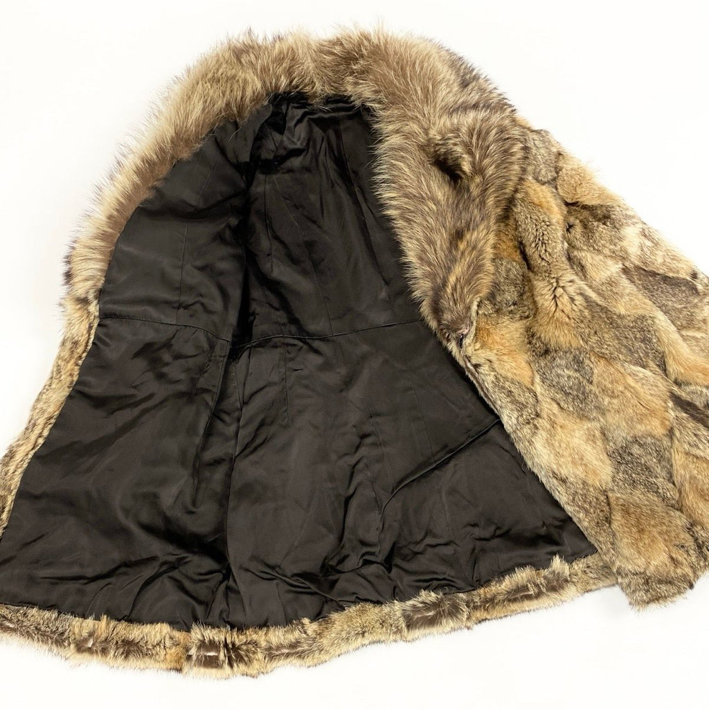 KINOSHITA REAL RACCOON FUR PATCHWORK COAT JACKET BROWN SIZE L JAPAN - image 6
