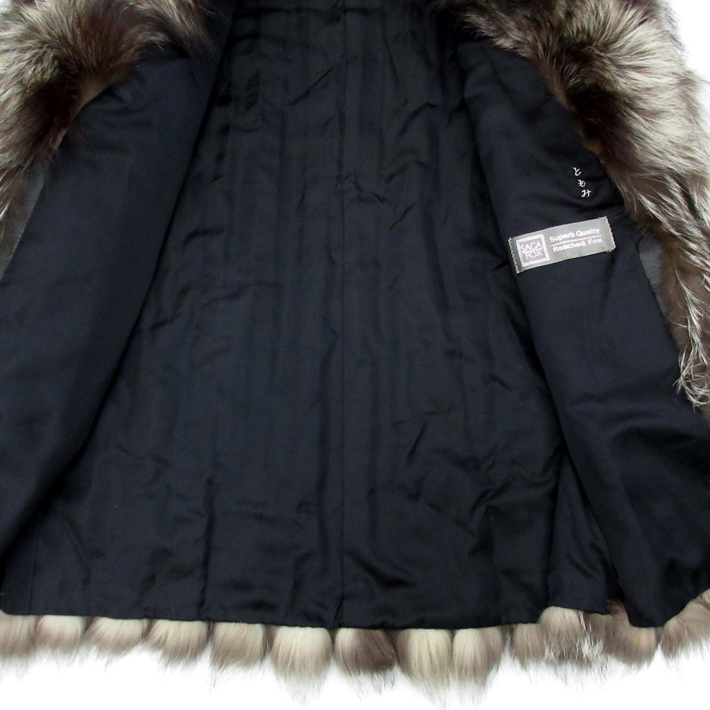 SAGA FOX REAL SILVER FOX FUR COAT JACKET VOLUMINOUS FREE SIZE FROM JAPAN - image 3