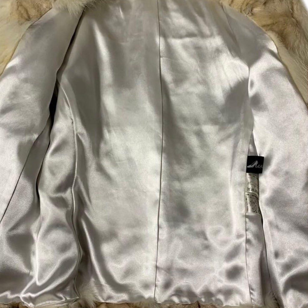 PRJ COUTURE REAL FOX FUR JACKET SHORT COAT OFF WHITE IVORY SIZE M