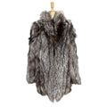 SAGA FOX JINDO REAL SILVER FOX FUR COAT JACKET WINTER LUXURY SIZE L