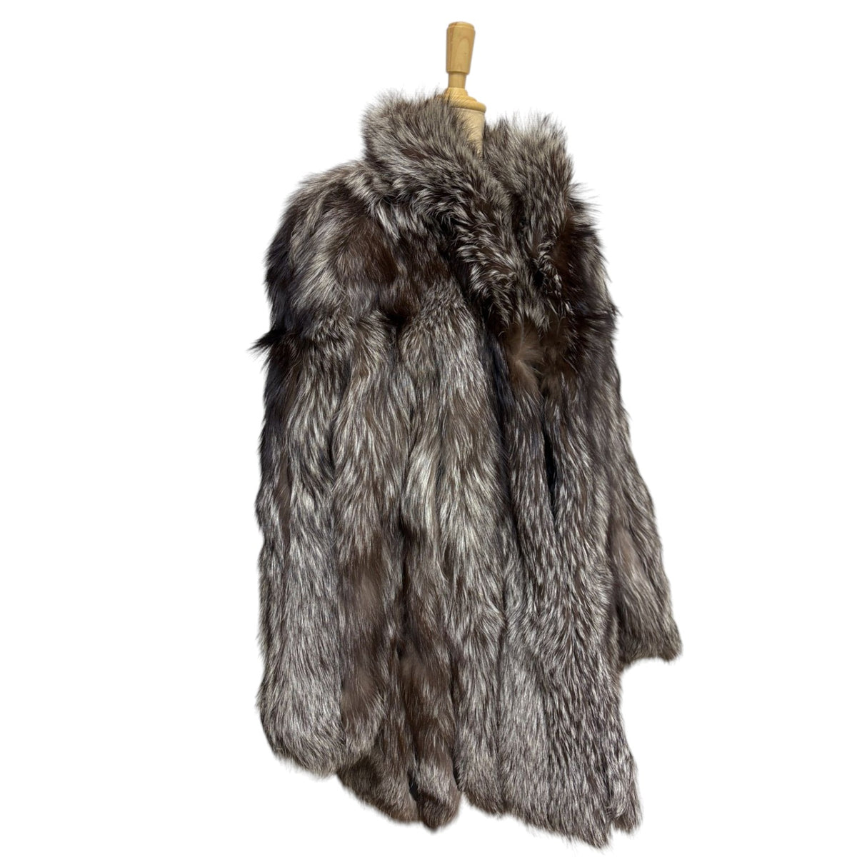 SAGA FOX JINDO REAL SILVER FOX FUR COAT JACKET WINTER LUXURY SIZE L