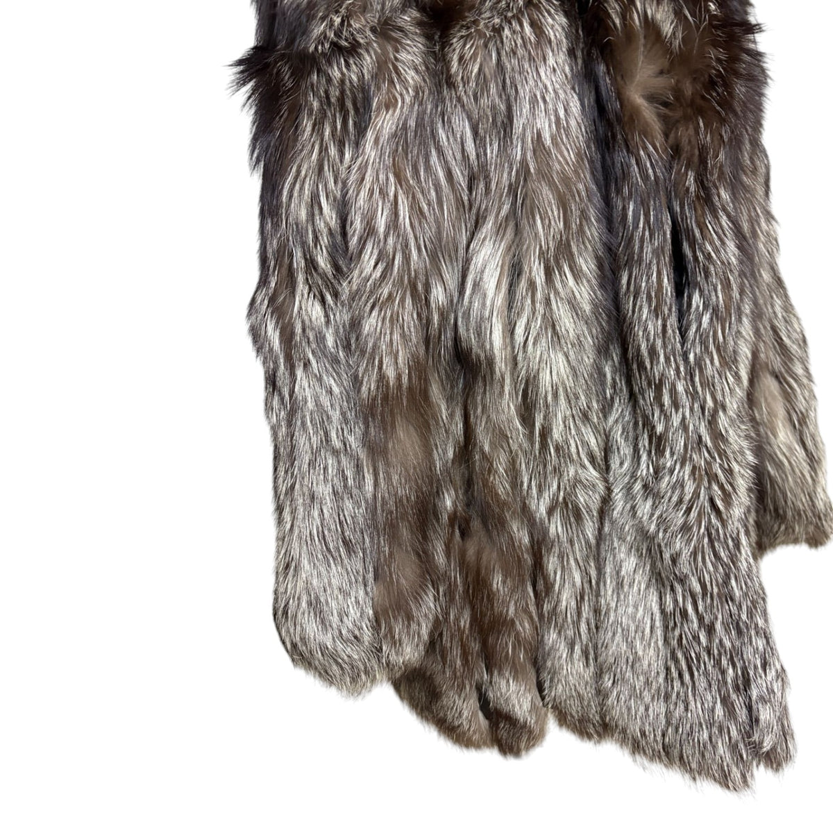 SAGA FOX JINDO REAL SILVER FOX FUR COAT JACKET WINTER LUXURY SIZE L