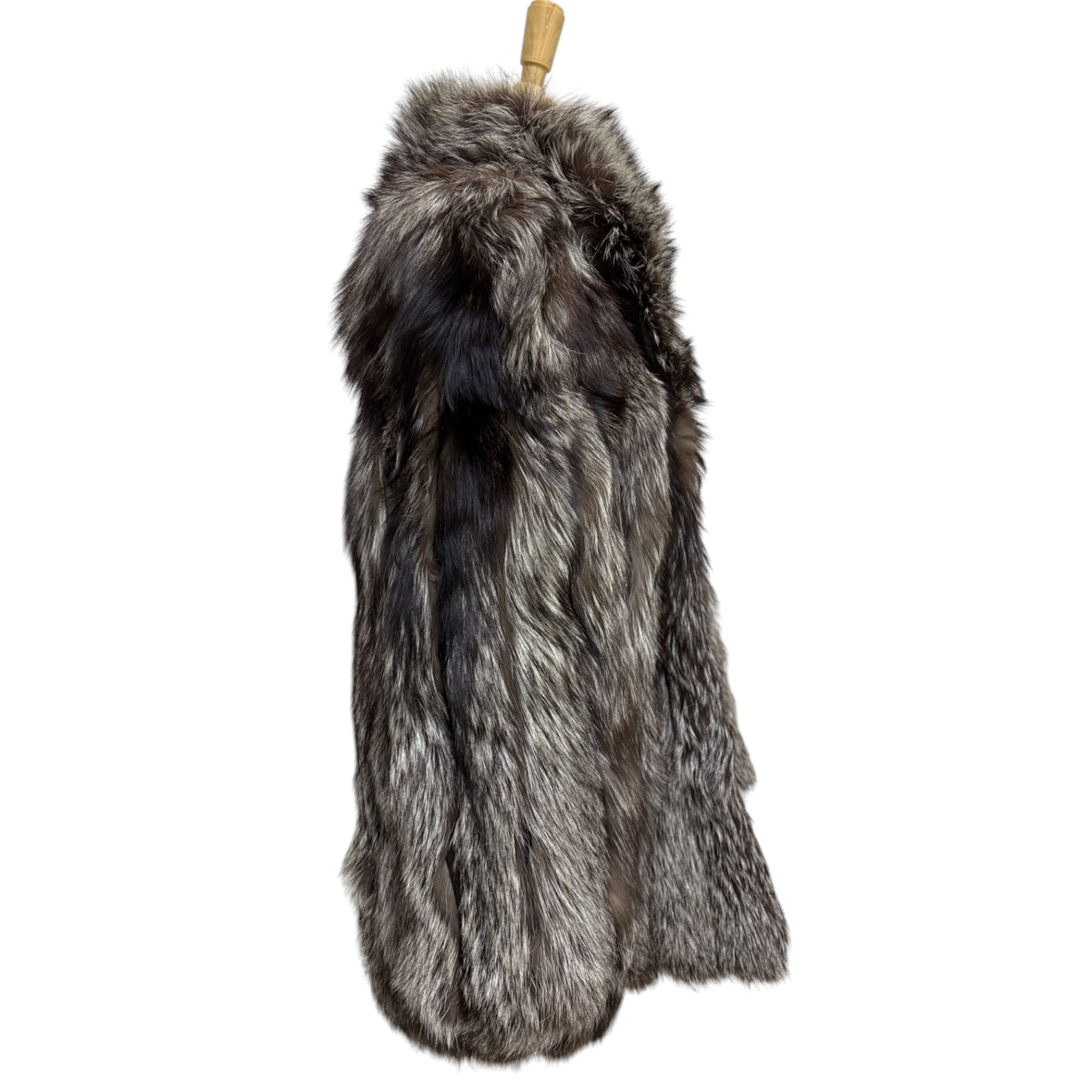 SAGA FOX JINDO REAL SILVER FOX FUR COAT JACKET WINTER LUXURY SIZE L