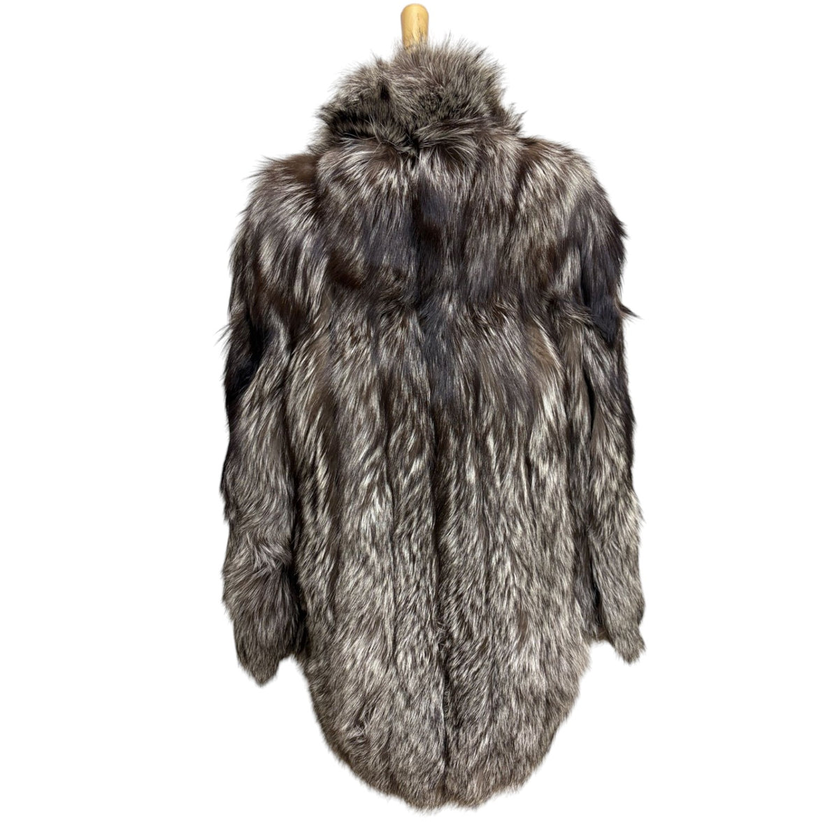 SAGA FOX JINDO REAL SILVER FOX FUR COAT JACKET WINTER LUXURY SIZE L