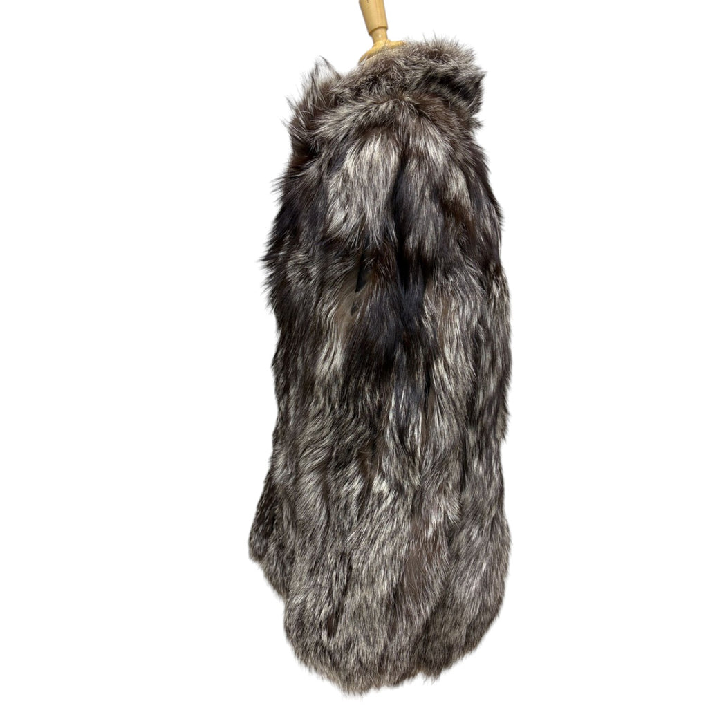 SAGA FOX JINDO REAL SILVER FOX FUR COAT JACKET WINTER LUXURY SIZE L