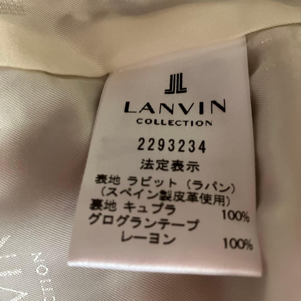 LANVIN REAL RABBIT FUR SHORT JACKET COAT BROWN WHITE LEOPARD SIZE FR36 S