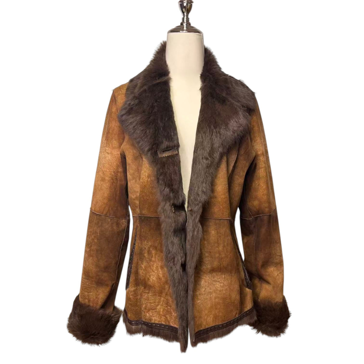 Vintage BALLEZZA sheepskin jacket with fur collar - view 1