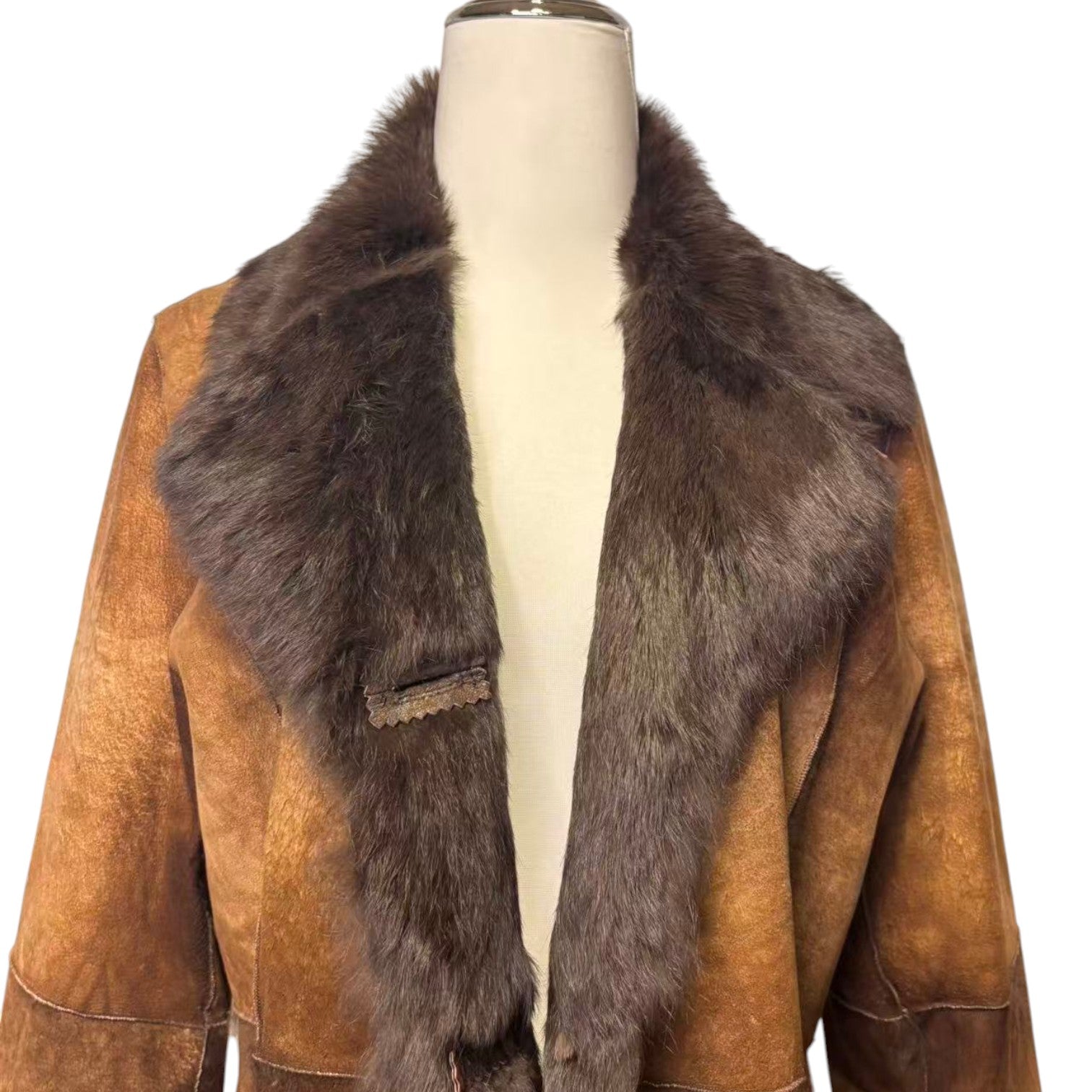 Vintage BALLEZZA sheepskin jacket with fur collar - view 2