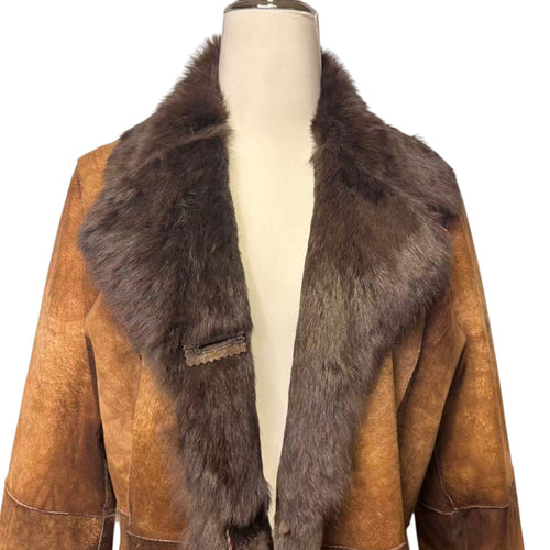 Vintage BALLEZZA sheepskin jacket with fur collar - view 2