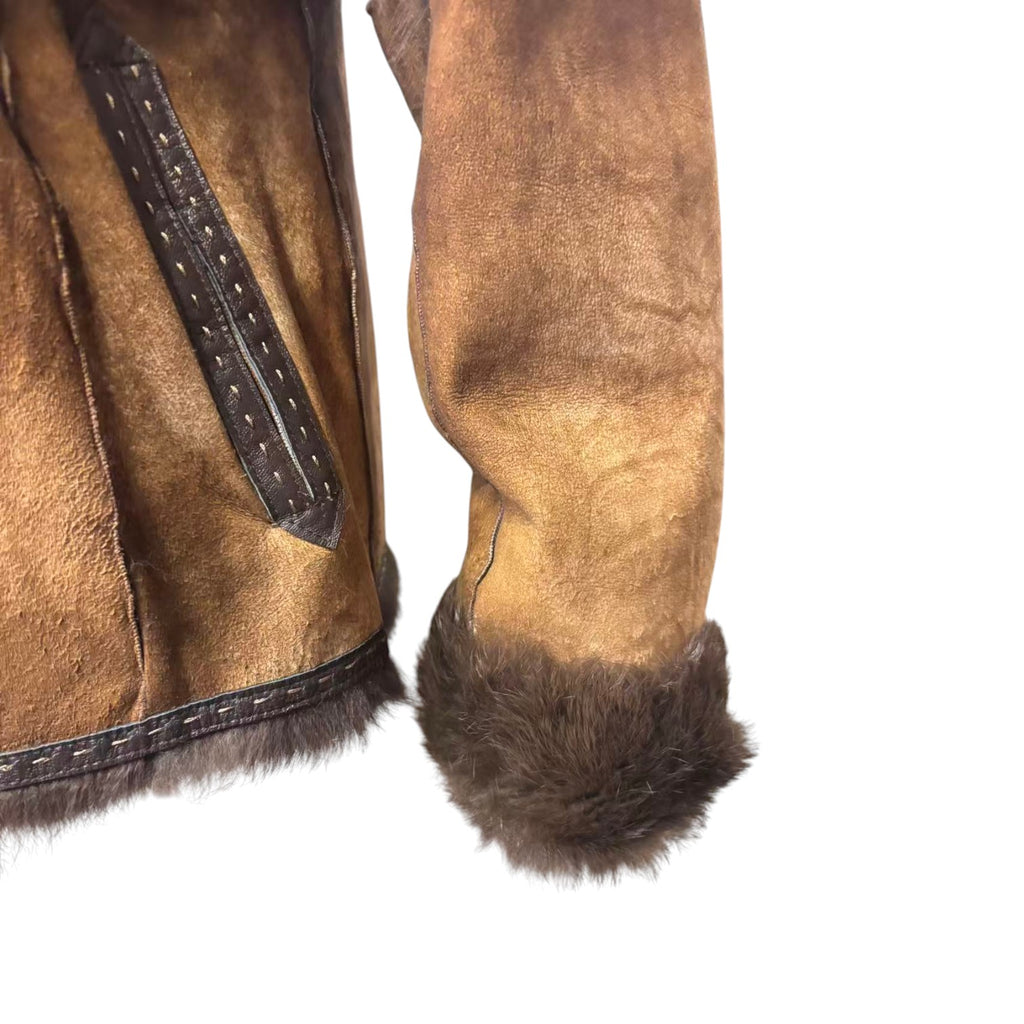 Vintage BALLEZZA sheepskin jacket with fur collar - view 4