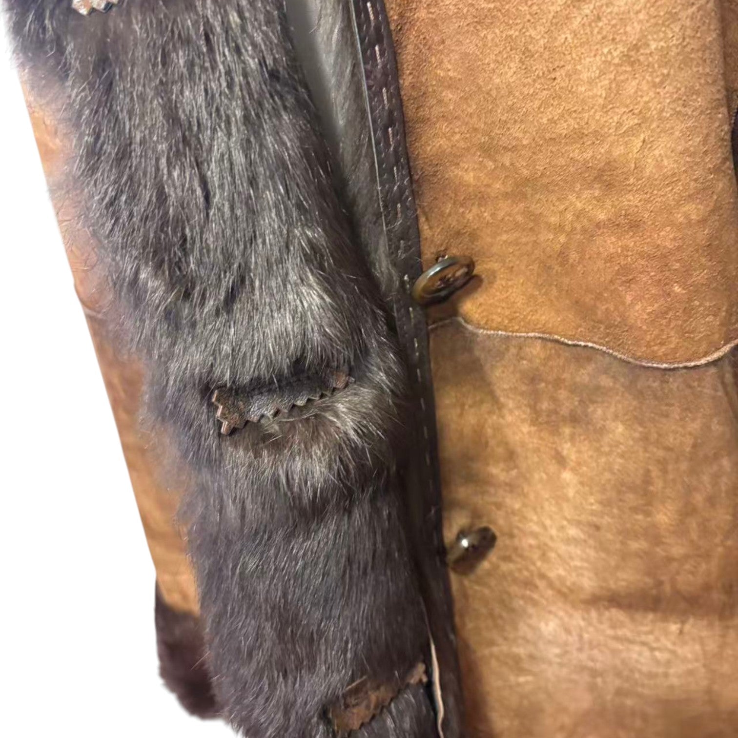 Vintage BALLEZZA sheepskin jacket with fur collar - view 5