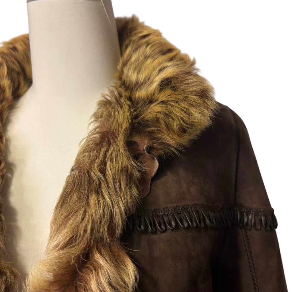 Vintage brown sheepskin shearling jacket - view 2