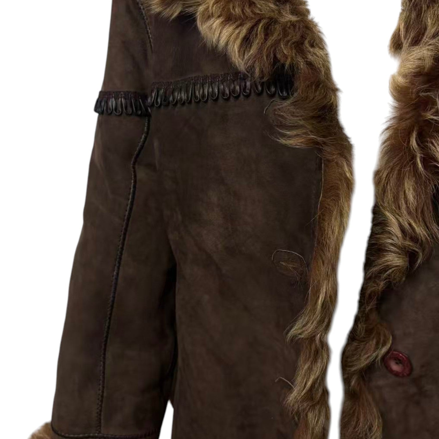 Vintage brown sheepskin shearling jacket - view 5