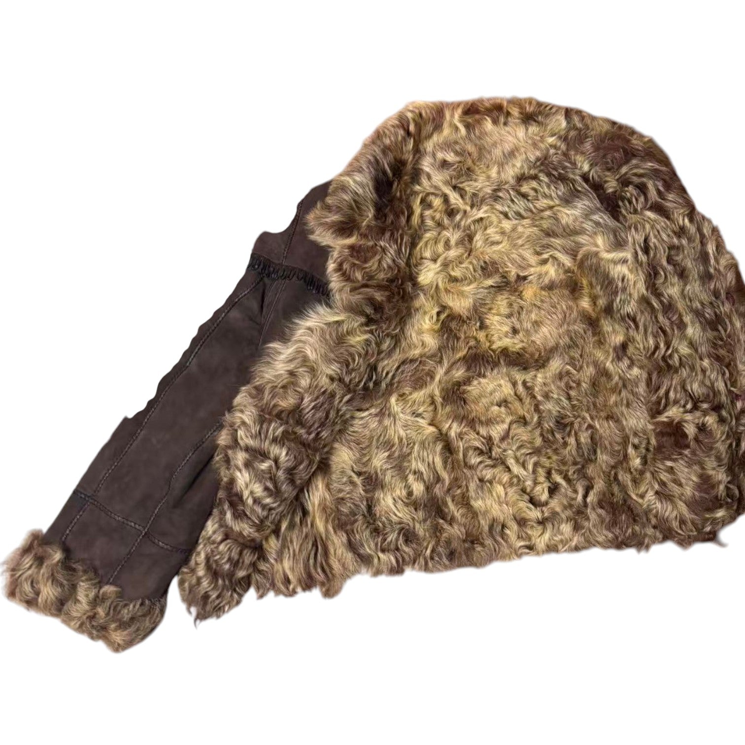 Vintage brown sheepskin shearling jacket - view 8