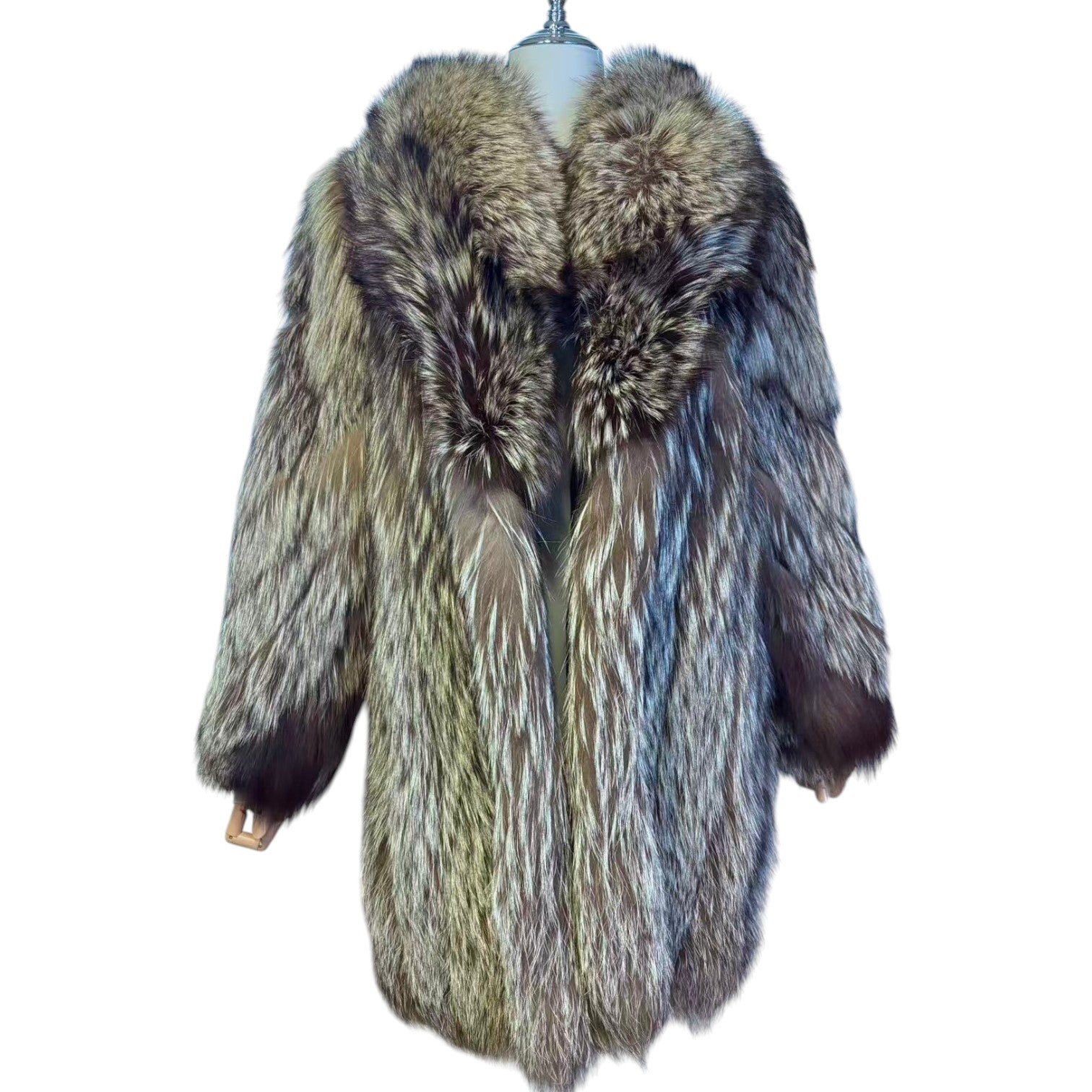 Vintage SAGA FOX silver fox fur coat - view 1
