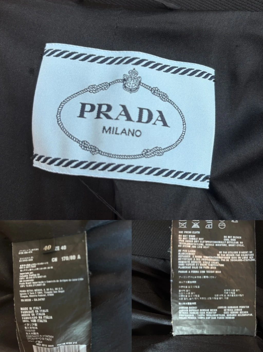 PRADA BLAZER JACKET BLACK VISCOSE SIZE IT 40