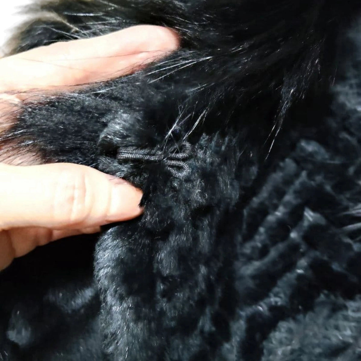 REAL FOX RABBIT FUR BOLERO JACKET SHORT CROPPED COAT BLACK SIZE S JAPAN